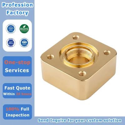 Custom Polished Brass C3604 T1 Copper CNC Machining Parts Square Base Mount High Precision Components for Mechanical Automation