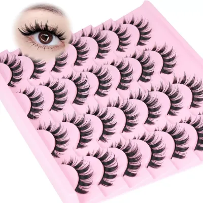 Full Strip Faux Mink Eyelash Extension Manga Lashes 8D Thick Spiky Lashes 15mm Silk 14 Pairs Pack Anime Doll Style Natural Look