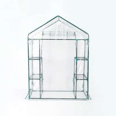 Modern Mini Garden Outdoor Greenhouse Portable Stainless Steel Flower Pot Patio Bench Furniture Wood Panel Style