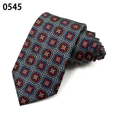 Navy Red Red Medallion Custom Printed Formal Polyester Tie Printing for Men Designer Ties for Men Necktie