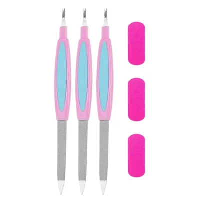 Private Label Pink Stainless Steel Double Sided Cuticle Remover Durable Mini Manicure Tool Nail Filer Nail File Cuticle Pusher