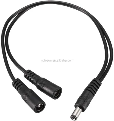 12V 1 Male to 2 Female Connectors 24AWG DC Splitter Cable for CCTV Security Camera 2.1mmx5.5mm