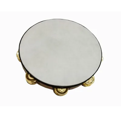 8-10-12inch Wooden Color Double-row Hand-cranked Drum with Brass Bell Pieces Diameter 20/25/30 cm Drum Skin Is Optional.