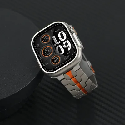 High Quality Business Watch Band Stainless Steel Iron Man Titanium Orange Replacement Watch Band for Appl Watch Strap