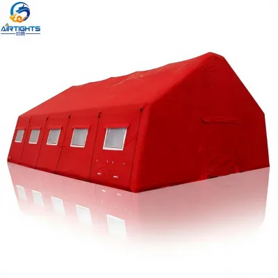 Fire Retardant Camping Tent Portable Airtight Inflatable Red Across Medical Tent for Emergency Preparedness