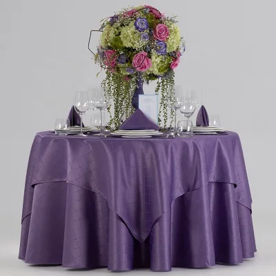 Elegant Purple 100% Cotton Plain Dyed Tablecloth for Hotel Banquet Restaurant Wedding & Party-Durable & Washable