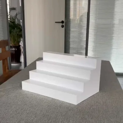 Modern Desktop Floor Freestanding Cosmetic Storage Rack Multi-Layer Acrylic White Ladder Display Stand with 3 Shelves Perfume