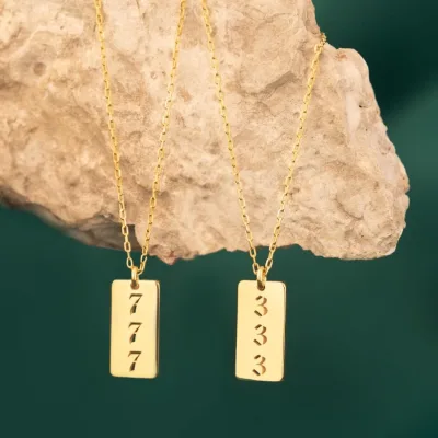 18k Gold Plated 777 Angel Number Necklace Lucky Number Necklace 111, 222, 333, 444, 555, 666, 777, 888, 999 Necklace
