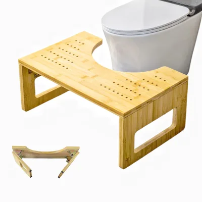 Foldable Toilet Stool Squat Adult for Bathroom Bamboo Poop Stool for Adult Bamboo Toilet Stool Waterproof & Eco-Friendly