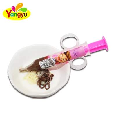 Double Color Chocolate Liquid Candy Pack in Toy Syringe