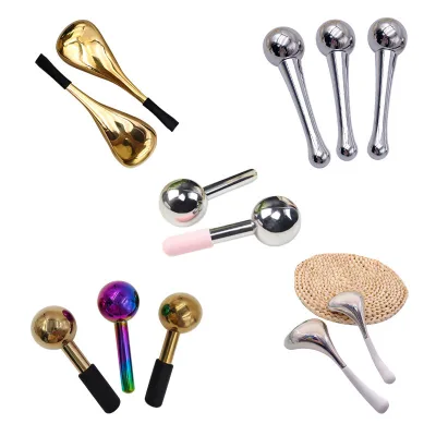Ice Sphere Beauty Ball Stainless Steel Ice Spoon Cold-Compress Ball Facial Massage Pipe Ice Wave Mallet