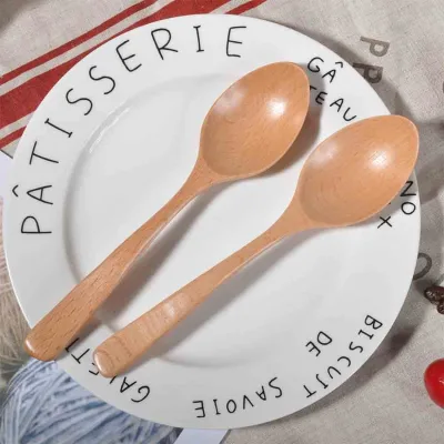 Natural Wooden Mixing Spoon Dessert Ice Cream Cake Serving Spoons