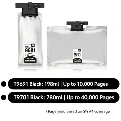Compatible with T9701 T9681 T9691 Ink Bags, Suitable for Epso.n WorkForce Pro M5799A M5299A Printers