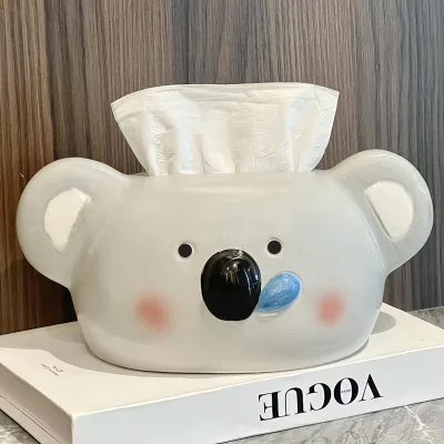 High-End Ceramic Tissue Box Glazed Porcelain Household Paper Box Decompression Artifact for Living Room Decoration Ornaments