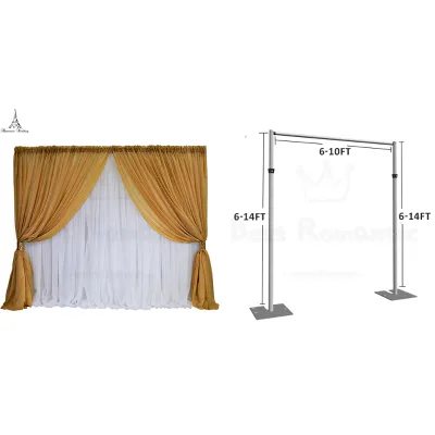 High Quality 6-14 ft Aluminum Pole Elegant Modern Romantic Portable Adjustable Wedding Backdrop Frame Event Pipe Drape Panel Set
