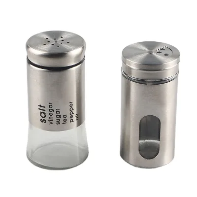 100ml 3 Ounces Salt and Pepper Spices and Seasonings Storing Shakers Stainless Steel & Glass Bottle With Lids and Viewing Window