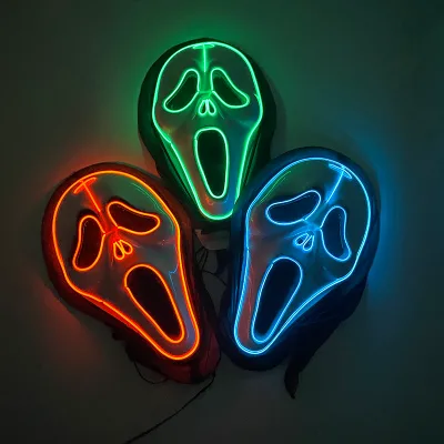 Novelty Horror Halloween LED Mask Cosplay Ghost Luminous Neon Light Mask Glowing for Scary Halloween