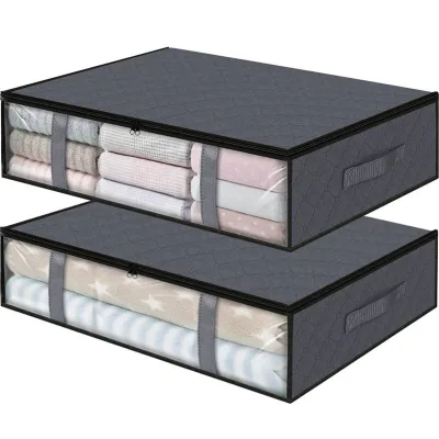 Large Foldable Underbed Storage Bins Containers Drawers Organizer Heavy Duty Under Bed Storage Bags Clothing Storage Box
