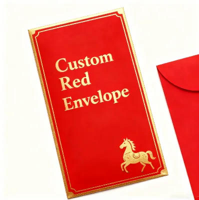 2026 High-End Bronzing Company Year Horse Red Envelope Customization Seal Creative Logo HXM Brand KRAFT Material UV Printing