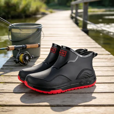 PVC Short Tube Anti-Slip Waterproof Light Weight Comfortable Outdoor Canyoneering Fishing Boots Water Shoes