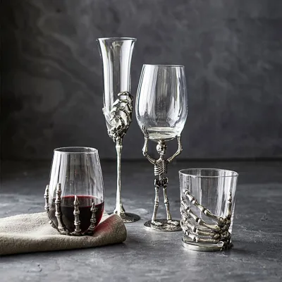 SHUNSTONE Brand Lead-free Ghost Hand Skeleton Hand Wine Glass Set Custom Logo 3-Piece Luxury Party Use