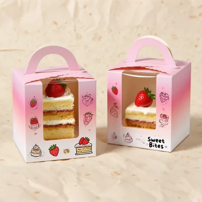 Colorful Design Printing Foldable Cardboard Paper Dessert Food Cake Boxes Packaging With Window