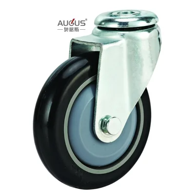 High Quality Pressed Steel Black Steel Caster Wheel Rubber Wheels With Nut