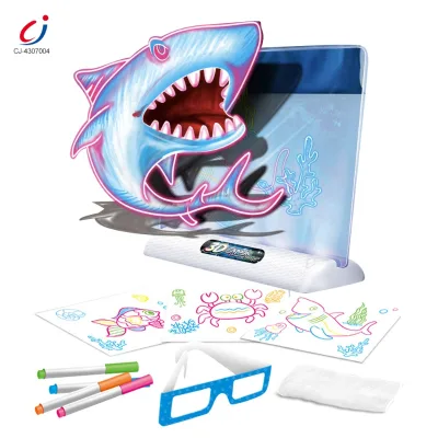 Chengji Glow Magic Fluorescent Drawing Board 3d Light Painting Graffiti Game Educational Kids Electronic Led Drawing Board