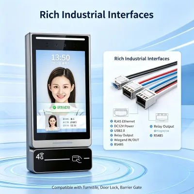 4G Wifi 8 Inch Touch Screen Face Access Control Reader with Night Vision Built-in Card Reader