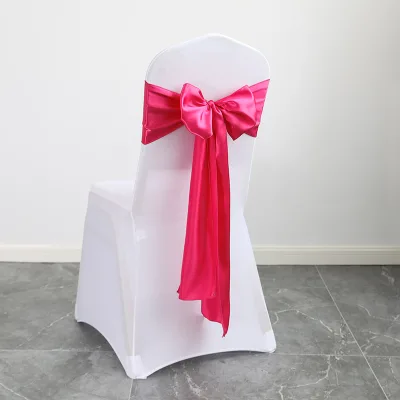 Hotel Nordic Manufacturers' Wedding Banquet Chair Cover with Back Flower Color Silk Scarf Ribbon for Home Use