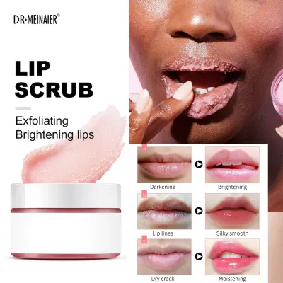 Natural Organic Sugar Lip Scrub with Vegan Fruits-Exfoliating Soothing & Repair Lightening Hydration Pink