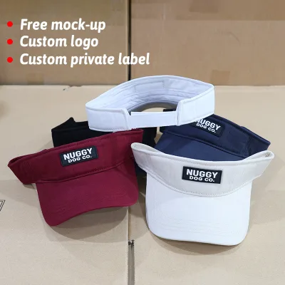 2026 Trending Product Customized Rubber Patch logo Summer Sun Hats Wholesale Sports Open Brim Visor Hats for Men and Women