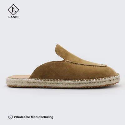 LANCI Shoe Manufacturers Custom Men Luxury Design Shoes Jute Rope Suede slippers Loafers Handmade Custom Half Shoes with logo