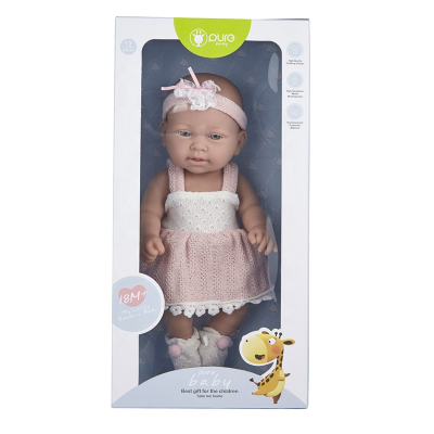 Wholesale Cute New Born Baby Clothes Cotton Filling 12 Inches Brown Skin Vinyl Doll Things for New Born Baby