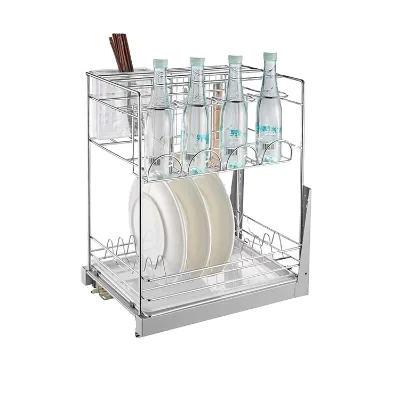 Gruwill Stainless Steel Cabinet Vertical Pull Basket Kitchen Wire Basket Drawers System for Narrow Spaces