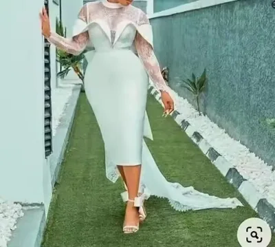 S0899F White Weddinsses for Bride Ankle Length Beading Feathers Africa Civil Bridal Gowns Wedding Dress