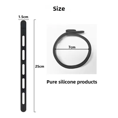 Wholesale Custom Colorful Flat Reusable Releasable Silicone Cable Ties Adjustable Cable Organizer Multifunctional 25cm