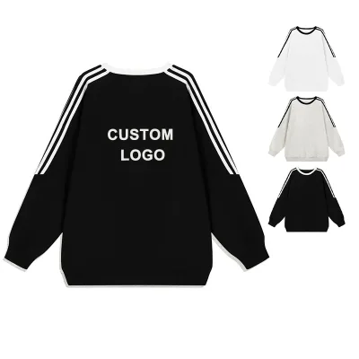 OEM Custom Logo Embroidered Women Solid 330 Grams French Terry Vintage Plain Blank Women's Fleece Crew Neck Sweatshirt