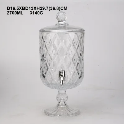 0.8 Gallon Drink Dispensers for Parties Glass Beverage Dispenser with Stand and Spigot Vintage Iced Beverage Dispenser Crystal