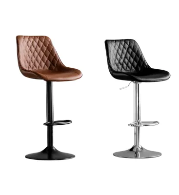 Modern Luxury Metal Frame Rotating Lifting Bar Stool with Round Pedestal Base for Commercial Use Modern Simplicity Design