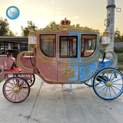 2024 Exclusive Wedding Royal Carriage Romantic Sightseeing Royal Carriage Classical Vintage Royal Sculpture Horse Carriage