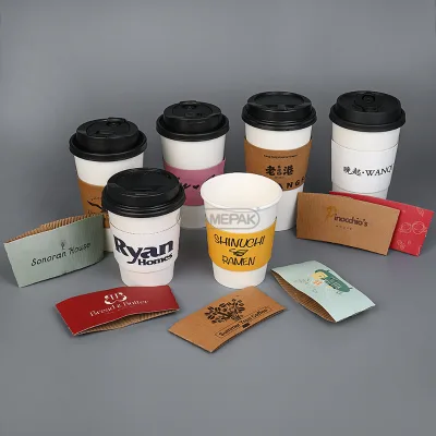 Custom Your Own logo Printed Cardboard and Corrugated Hot Paper Cup Sleeve Biodegradable Cup Holder Sleeves