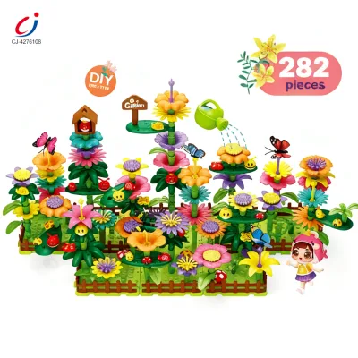 Chengji Kids Toys Building Block Creative Education Colorful Wholesale Educational Diy Little Garden Flower Building Blocks