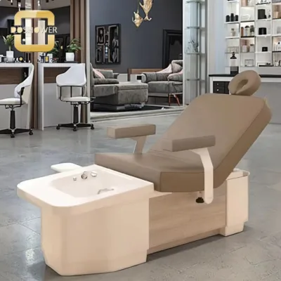 Heating Upholstery Pedicure Shampoo Beauty Bed for Pipeless Magnet Jet Massage Pedicure Tub of Shampoo Treatment Table