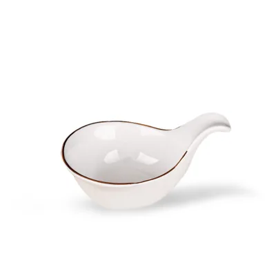 Wholesale Ceramic Bone China Japanese Style Soy Sauce Dish Gold Rim Salad Dip Serving Bowls Dipping Dish for BBQ Sushi