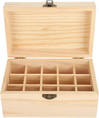 15 Slots Essential Oil Pine Storage Box Nail Polish Aromatherapy Storage Box Wooden Essential Oil Box