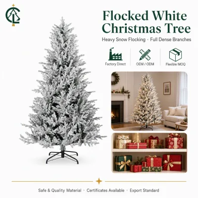 PE-flocked Snow-covered Luxury Fir Christmas Tree Home Decoration Indoor 1.2-3m Bare Tree Factory Direct Supply