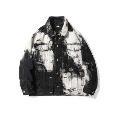 American Retro Gradient Denim Coat Men's Spring and Fall High Street Fashion Work Jacket