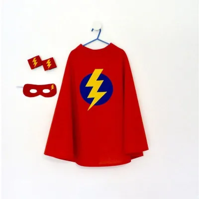 Custom Child Halloween & Christmas Cape Costume Set with Mask & Wristbands Hot Selling Polyester for Cosplay & Dress-Up Events