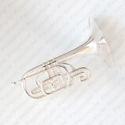 RTS Marching Band Orchestra for the Performers F Flat Brass Silver Color Stainless Steel Piston Marching Mellophone on Sale OEM